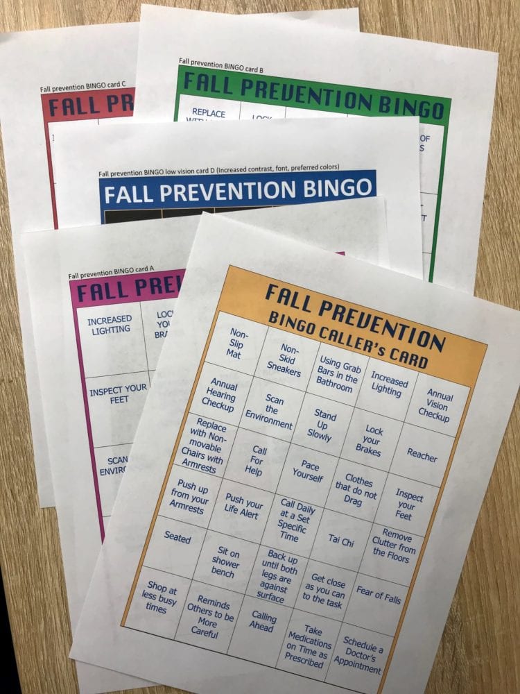 Fall Prevention Bingo Cards for Occupational Therapy Treatment and Groups