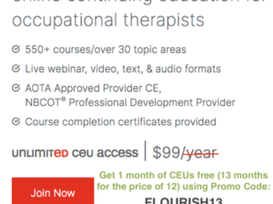 occupationaltherapy.com promo: FLOURISH13 for an extra month free