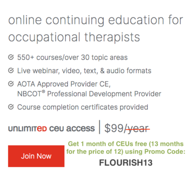 occupationaltherapy.com promo: FLOURISH13 for an extra month free