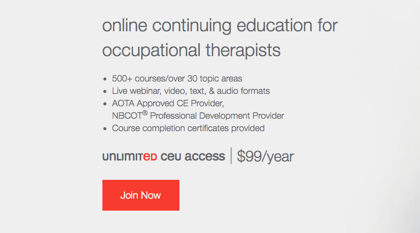 Unlimited OT CEUs for $99/year & get FREE month with promo code: SENIORS13