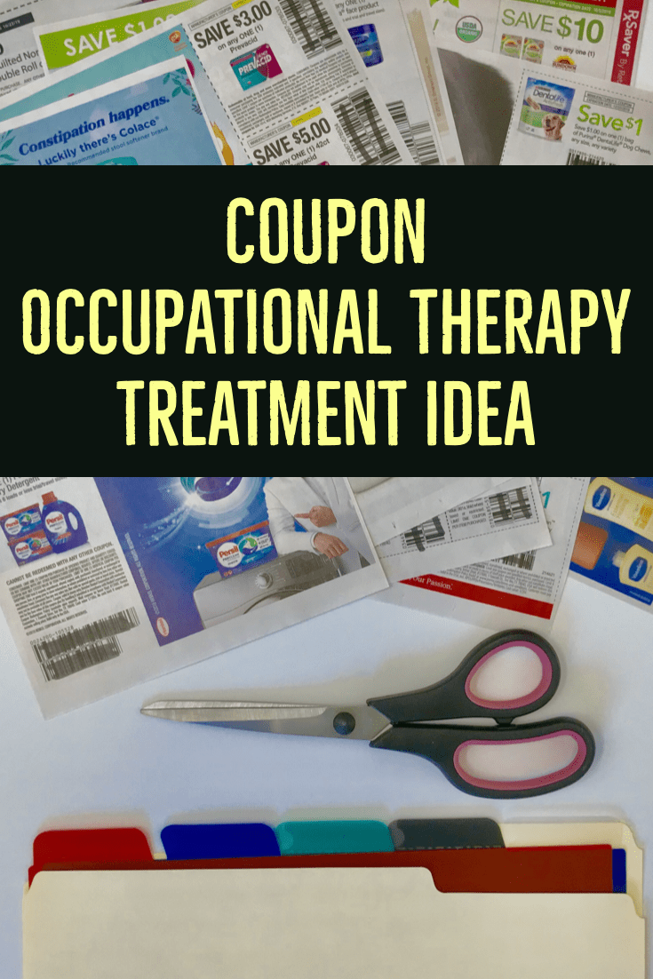 Occupational therapy treatment idea using coupon clipping and organization | OTflourish.com #occupationaltherapy #OTtreatmentideas #SNFOT #homehealthOT #neuroOT