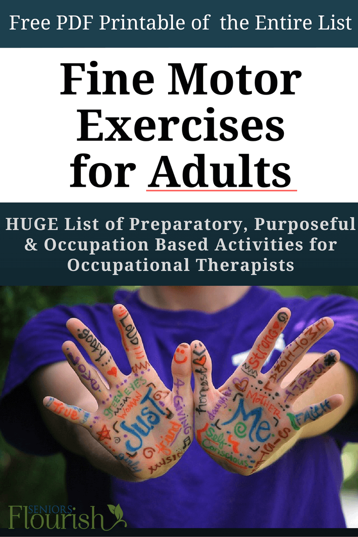 HUGE list of fine motor activities when working with adults | OTflourish.com #OT #geriatricOT