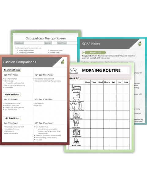Grab handouts, pdfs and printables for geriatric OTs to help their practice in home health or SNF | OTflourish.com