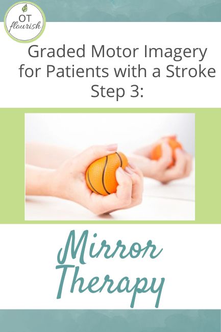 Learn how you can use mirror therapy (step 3 in the graded motor imagery continuum) in your treatment sessions for your patients with a stroke! | OTflourish.com